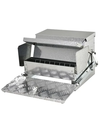 PawHut 11.5KG Automatic Chicken Poultry Feeder Rat Proof Treadle Self Opening with Galvanized Steel and Aluminium
