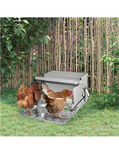 PawHut 11.5KG Automatic Chicken Poultry Feeder Rat Proof Treadle Self Opening with Galvanized Steel and Aluminium