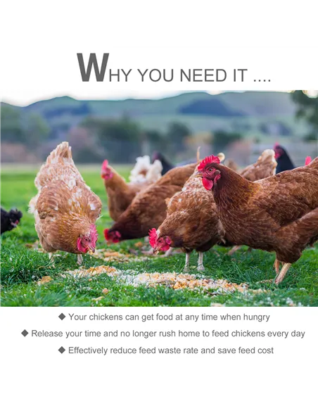 PawHut 11.5KG Automatic Chicken Poultry Feeder Rat Proof Treadle Self Opening with Galvanized Steel and Aluminium