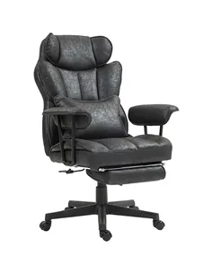 HOMCOM Office Chair with 6 Point Massage and Heat, Ergonomic Desk Chair with Foot Rest, Lumbar Support, Reclining Function and W