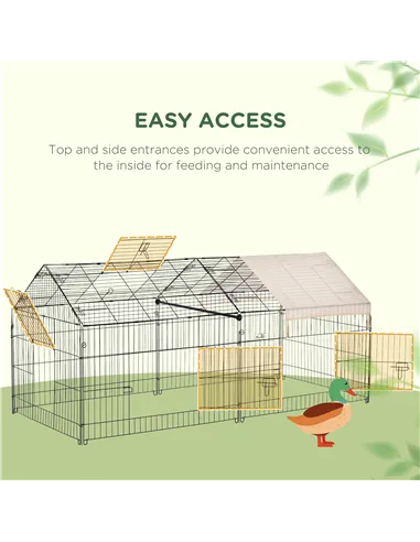 PawHut Metal Rabbit Run Playpen, Guinea Pig Cage, 220 x 103 x 103cm, Beige