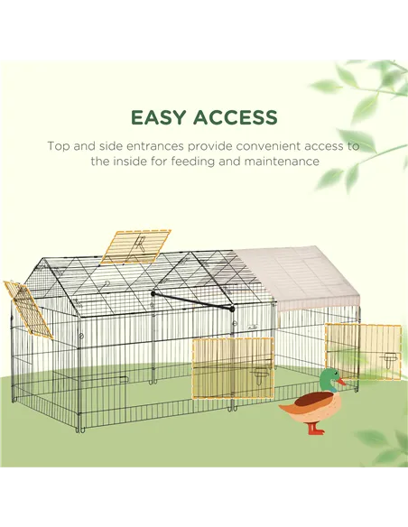 PawHut Metal Rabbit Run Playpen, Guinea Pig Cage, 220 x 103 x 103cm, Beige