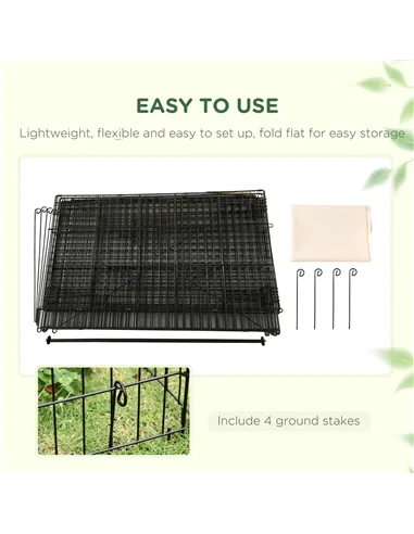 PawHut Metal Rabbit Run Playpen, Guinea Pig Cage, 220 x 103 x 103cm, Beige