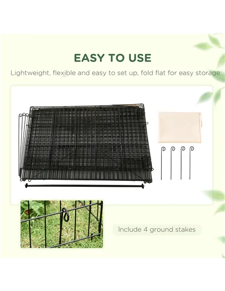 PawHut Metal Rabbit Run Playpen, Guinea Pig Cage, 220 x 103 x 103cm, Beige