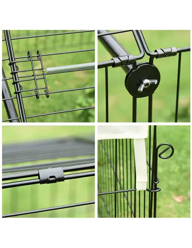 PawHut Metal Rabbit Run Playpen, Guinea Pig Cage, 220 x 103 x 103cm, Beige