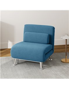 HOMCOM Single Velvet-Feel Sleeper Chair - Blue 2