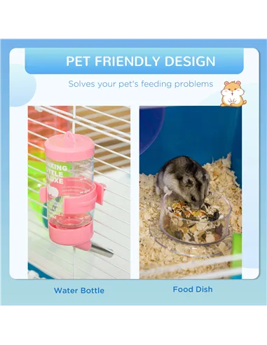 PawHut 5 Tier Hamster Cage, Gerbil Cage with Tube, Water Bottle, Exercise Wheel, Food Dish, 59L x 36W x 69H cm - Blue