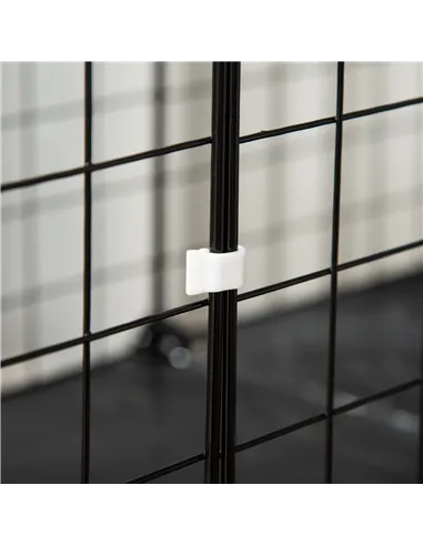 PawHut Pet Playpen w/ Door Customisable Fence for Guinea Pigs Chinchillas Hedgehogs - Black