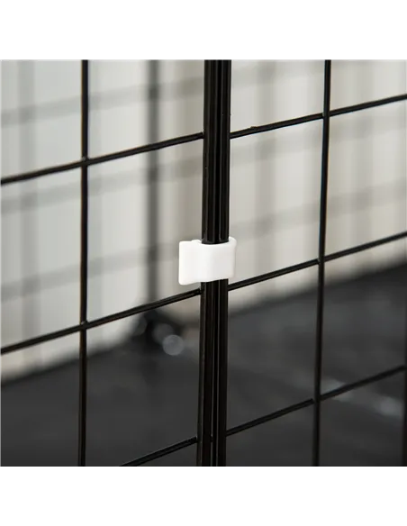 PawHut Pet Playpen w/ Door Customisable Fence for Guinea Pigs Chinchillas Hedgehogs - Black