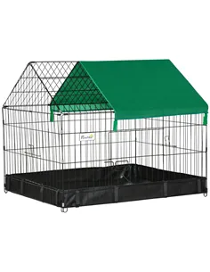 PawHut Rabbit Cage Guinea Pig Playpen Small Animal House for Kitties Puppies, w/ Water Proof Oxford Roof Floor 90 x 75 x 75 cm