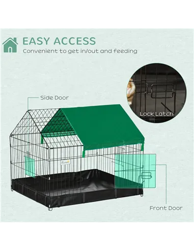 PawHut Rabbit Cage Guinea Pig Playpen Small Animal House for Kitties Puppies, w/ Water Proof Oxford Roof Floor 90 x 75 x 75 cm