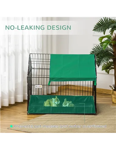 PawHut Rabbit Cage Guinea Pig Playpen Small Animal House for Kitties Puppies, w/ Water Proof Oxford Roof Floor 90 x 75 x 75 cm