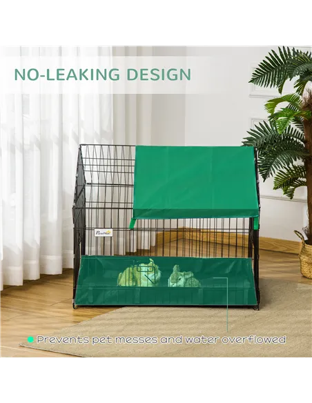 PawHut Rabbit Cage Guinea Pig Playpen Small Animal House for Kitties Puppies, w/ Water Proof Oxford Roof Floor 90 x 75 x 75 cm