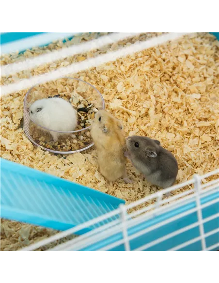 PawHut Hamster Cage w/ Water Bottle, Exercise Wheel, Tubes, Ramps - Light Blue