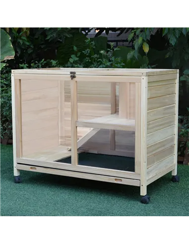 PawHut Small Animals Guinea Pigs Hutches Fir Wood Indoor Hutch