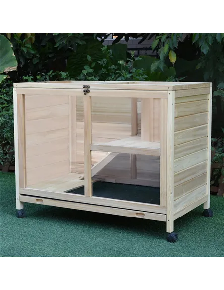 PawHut Small Animals Guinea Pigs Hutches Fir Wood Indoor Hutch