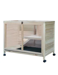 PawHut Small Animals Guinea Pigs Hutches Fir Wood Indoor Hutch 2