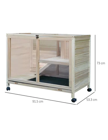 PawHut Small Animals Guinea Pigs Hutches Fir Wood Indoor Hutch