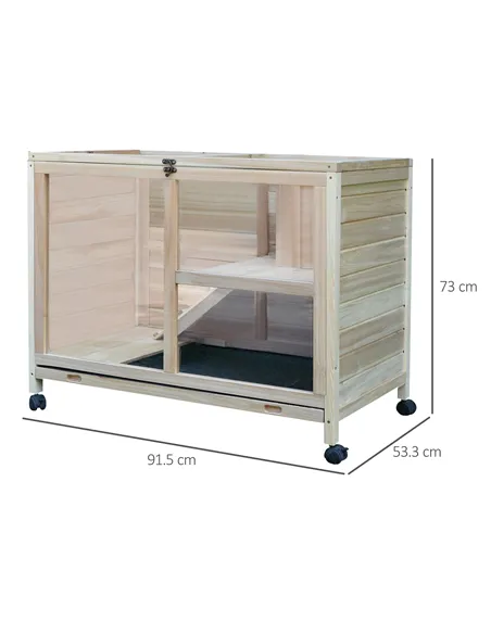 PawHut Small Animals Guinea Pigs Hutches Fir Wood Indoor Hutch