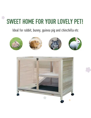 PawHut Small Animals Guinea Pigs Hutches Fir Wood Indoor Hutch
