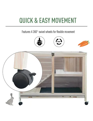 PawHut Small Animals Guinea Pigs Hutches Fir Wood Indoor Hutch