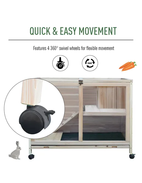 PawHut Small Animals Guinea Pigs Hutches Fir Wood Indoor Hutch