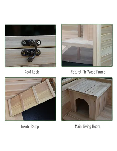 PawHut Small Animals Guinea Pigs Hutches Fir Wood Indoor Hutch