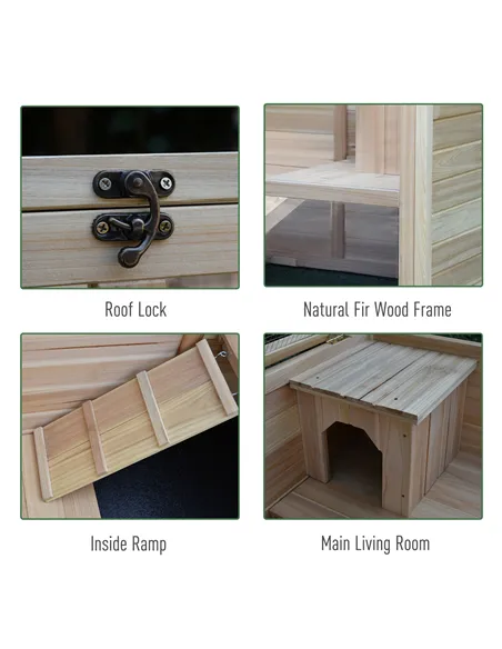 PawHut Small Animals Guinea Pigs Hutches Fir Wood Indoor Hutch