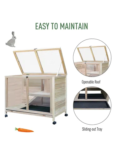 PawHut Small Animals Guinea Pigs Hutches Fir Wood Indoor Hutch