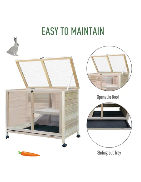 PawHut Small Animals Guinea Pigs Hutches Fir Wood Indoor Hutch