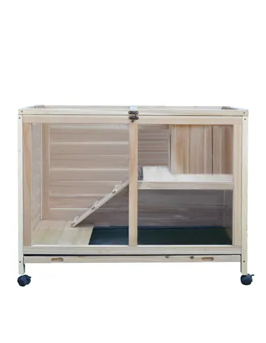 PawHut Small Animals Guinea Pigs Hutches Fir Wood Indoor Hutch