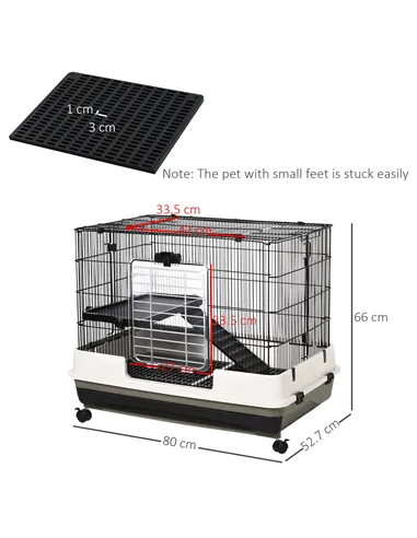 PawHut Small Animal Guinea Pigs Hutches Steel Wire Rabbit Cage Pet Play House  W/ Waste Tray Black