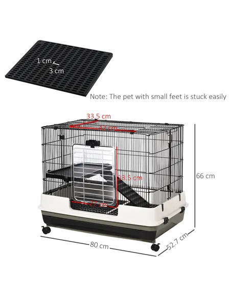 PawHut Small Animal Guinea Pigs Hutches Steel Wire Rabbit Cage Pet Play House  W/ Waste Tray Black