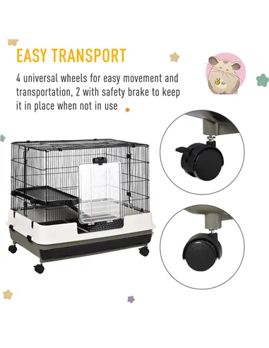 PawHut Small Animal Guinea Pigs Hutches Steel Wire Rabbit Cage Pet Play House  W/ Waste Tray Black