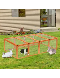 Pawhut Guinea Pigs Hutches W/ Mesh Wire, 181Lx100Wx 48H cm-Wood 2