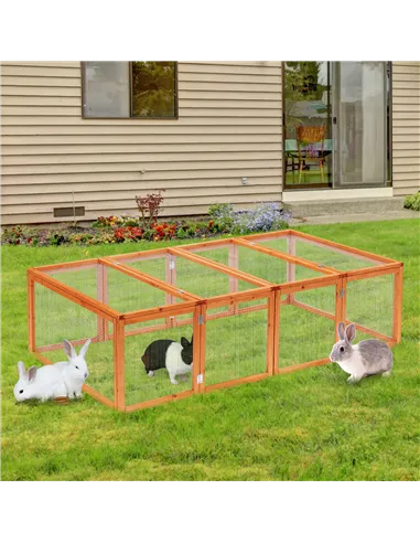 Pawhut Guinea Pigs Hutches W/ Mesh Wire, 181Lx100Wx 48H cm-Wood