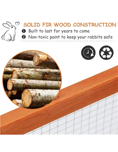 Pawhut Guinea Pigs Hutches W/ Mesh Wire, 181Lx100Wx 48H cm-Wood