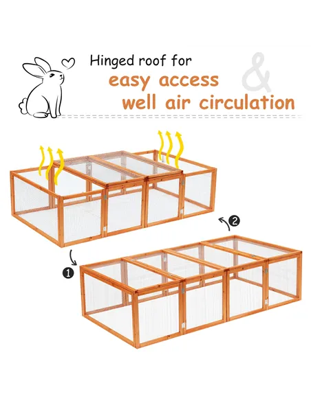 Pawhut Guinea Pigs Hutches W/ Mesh Wire, 181Lx100Wx 48H cm-Wood