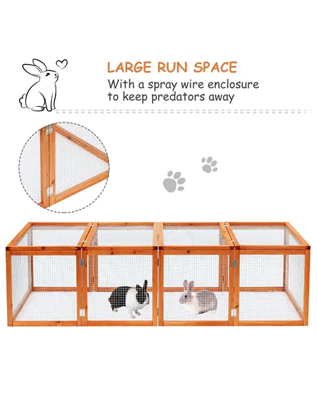 Pawhut Guinea Pigs Hutches W/ Mesh Wire, 181Lx100Wx 48H cm-Wood