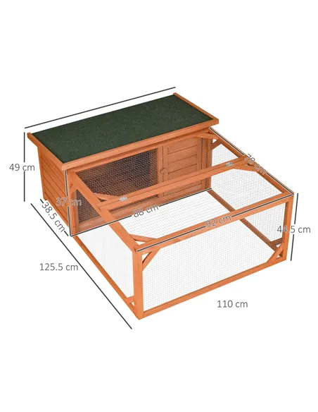 PawHut Guinea Pigs Hutches Off-ground Small Animal Guinea Pig House 125.5 x 100 x 49cm