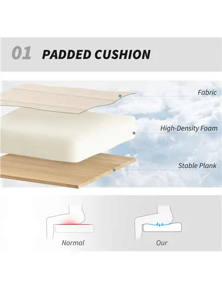 HOMCOM Armless Office Chair No Wheels, Linen Fabric Criss Cross Legged Desk Chair with Wide Seat, Thick Padding, Tilt Function, 