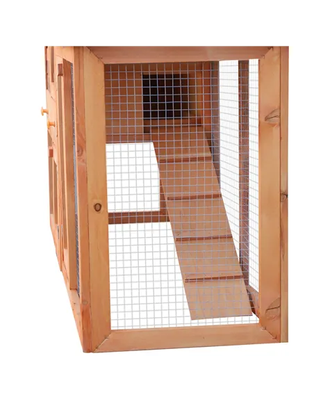 PawHut Rabbit 2 Tier Fir Wood Small Animal Hutch Guinea Pigs Hutches w/ Ramp Brown