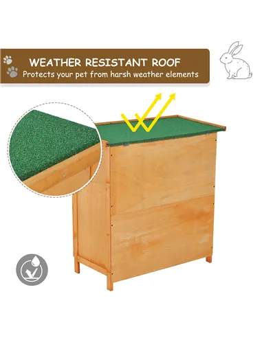 Pawhut 90cm 2 Tiers Double Decker Wooden Guinea Pigs Hutches Pet Cage