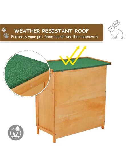 Pawhut 90cm 2 Tiers Double Decker Wooden Guinea Pigs Hutches Pet Cage