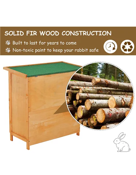 Pawhut 90cm 2 Tiers Double Decker Wooden Guinea Pigs Hutches Pet Cage