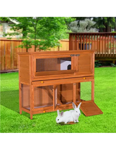 PawHut 48-Inch Antifungal Fir Board Guinea Pigs Hutches Sauce Yellow