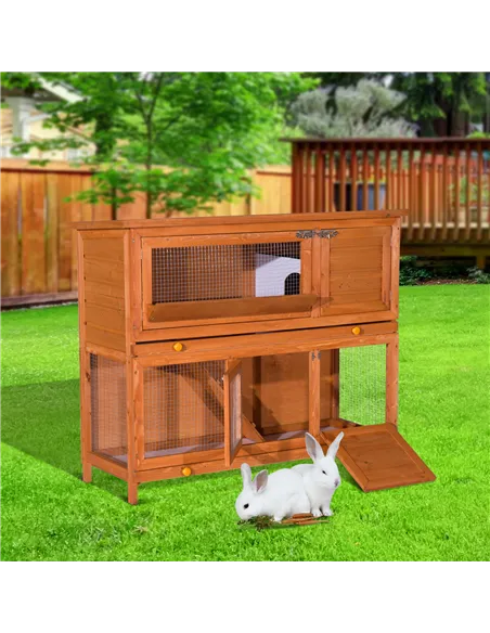 PawHut 48-Inch Antifungal Fir Board Guinea Pigs Hutches Sauce Yellow