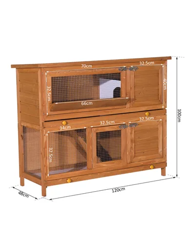 PawHut 48-Inch Antifungal Fir Board Guinea Pigs Hutches Sauce Yellow