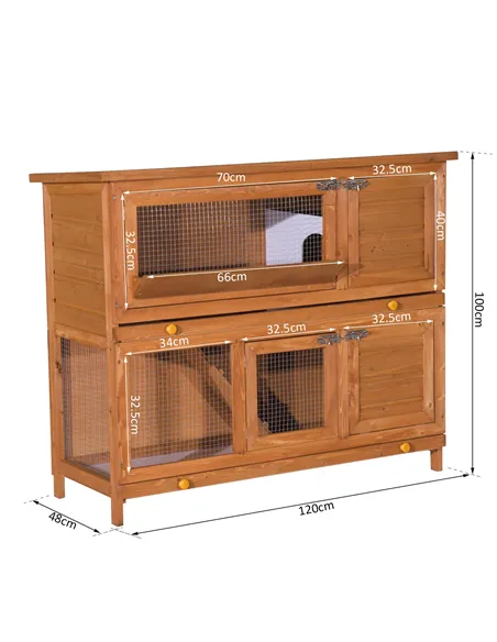 PawHut 48-Inch Antifungal Fir Board Guinea Pigs Hutches Sauce Yellow