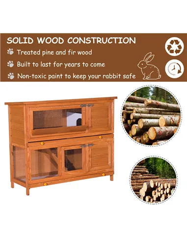 PawHut 48-Inch Antifungal Fir Board Guinea Pigs Hutches Sauce Yellow